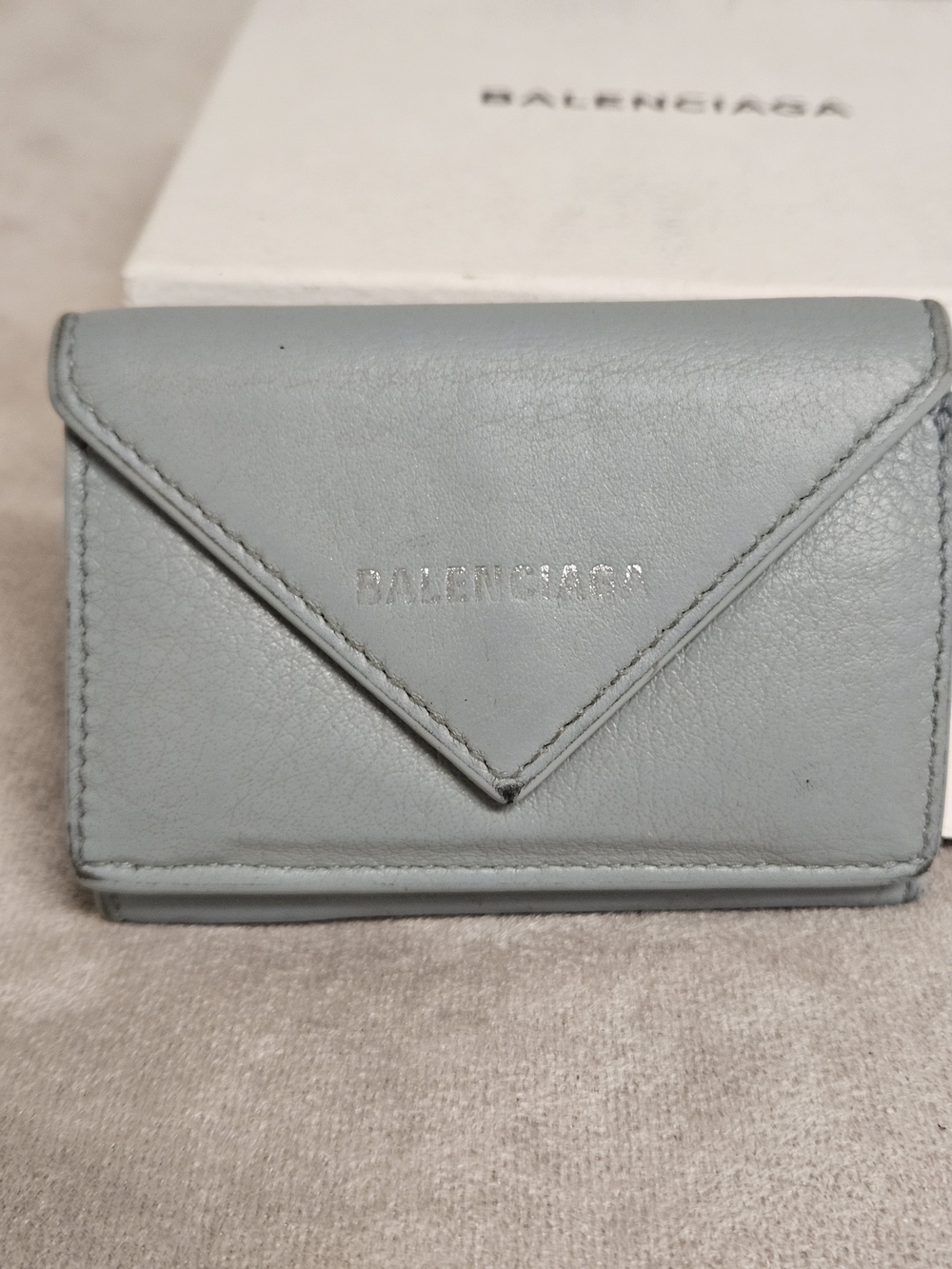 Balenciaga Papier Mini Light Blue  Leather Wallet